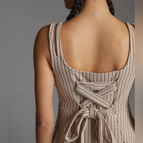 Maeve Anthropologie Jacquard Mini ALine Skater Dress Pink Sleeveless Small S New - Picture 5 of 12